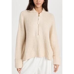 Varley 'Amelia' White Half Zip Knit Sweater Size XS